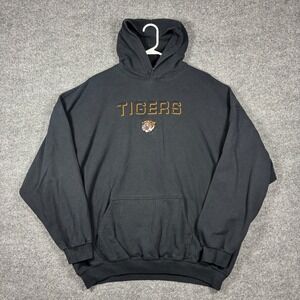 Dodger Hoodie Mens 2XL Black Vintage Tigers Embroidered Spellout Mascot Pullover